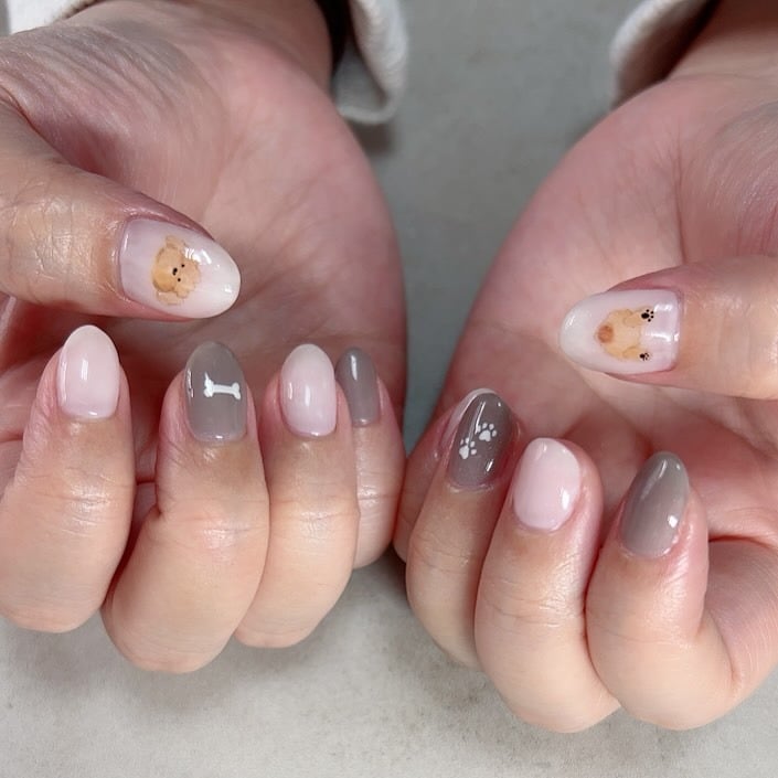 5. Soft Taupe Pup Details - dog nail ideas