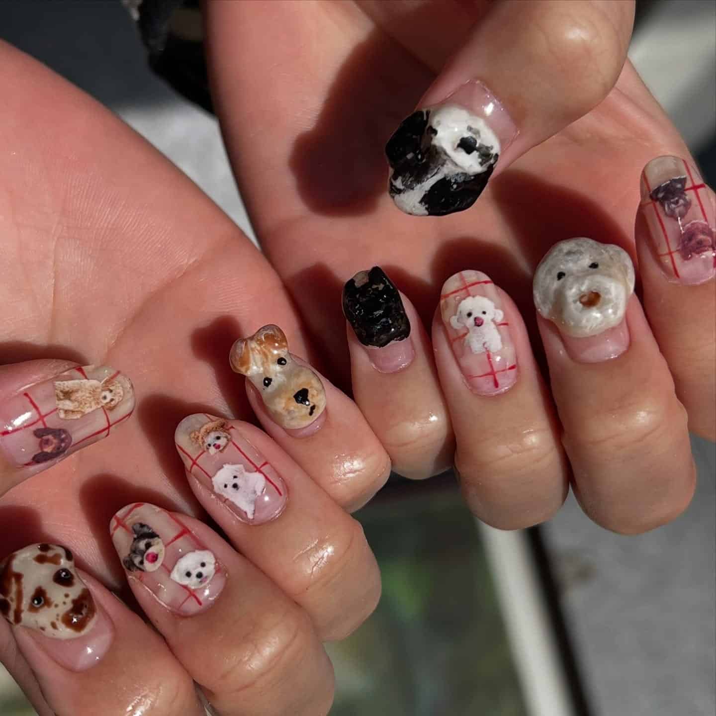 6. 3D Dog Portrait Sculpted Nails - dog nail ideas