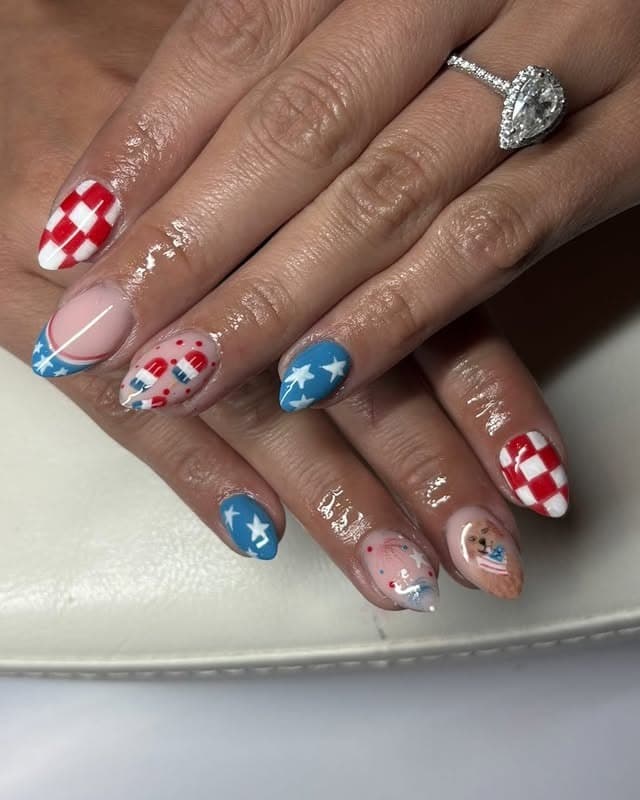 9. Patriotic Pup & Picnic Mix - dog nail ideas