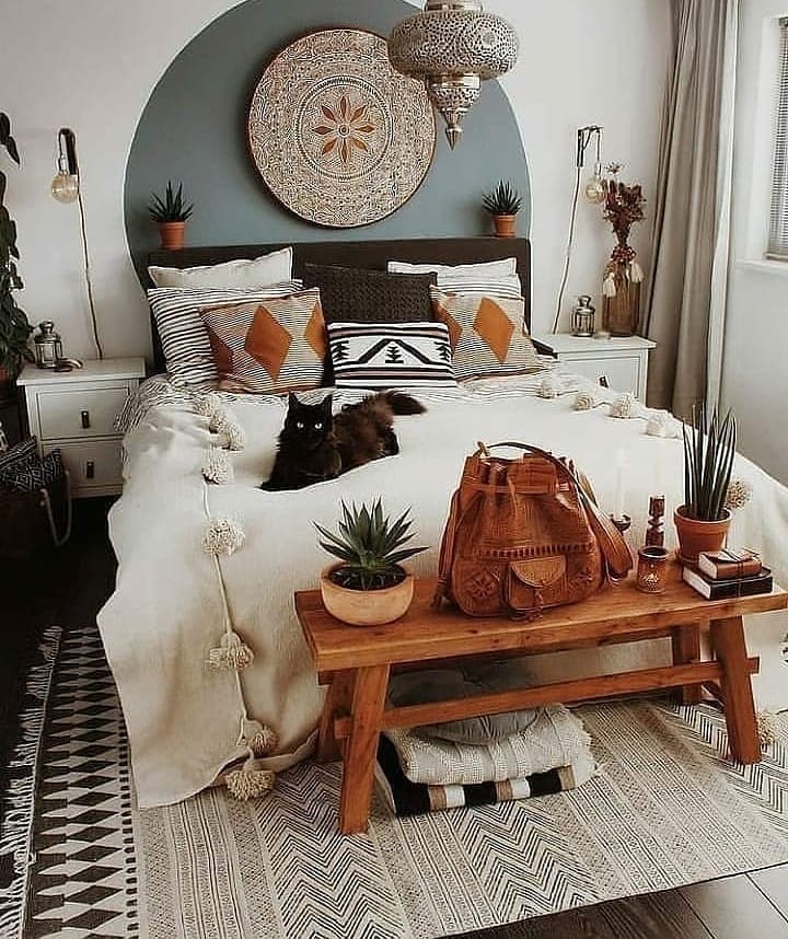 13. Warm Boho Escape in Terracotta and Cream - cool bedroom ideas