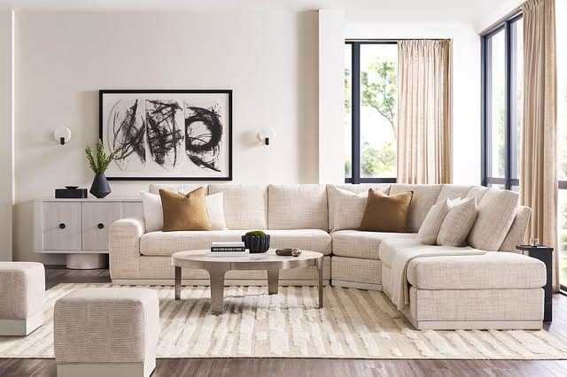 9. Cream Sectional with Clean Contemporary Lines - sectional living room ideas