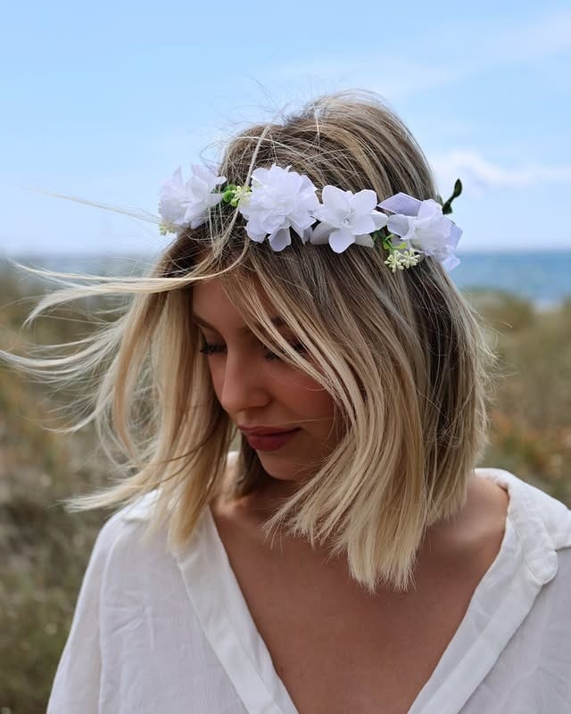 1. Soft Beach-Blonde Bob with Floral Crown - Summer Hairstyles