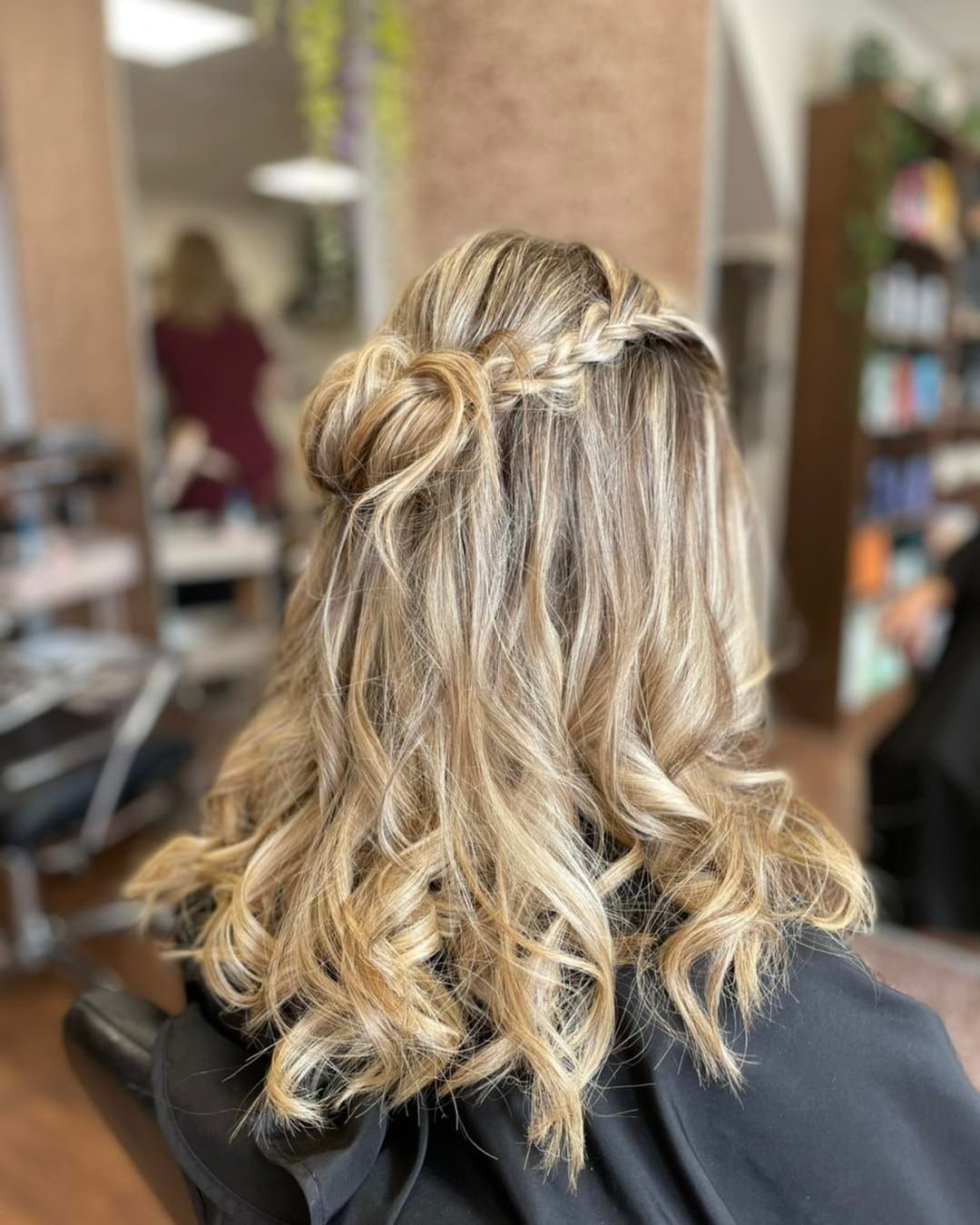 8. Braided Half-Up Knot on Blonde Curls - Summer Hairstyles