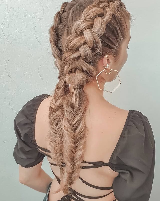 19. Double Braided Fishtail Fusion in Sandy Blonde - Summer Hairstyles