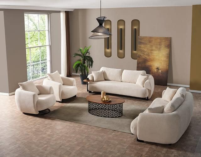 8. Soft Contemporary Harmony in Cream & Gold - elegant living room ideas