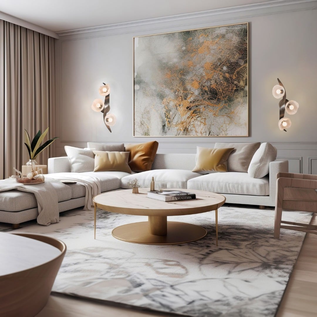 15. Soft Contemporary Style in Ivory and Gold - elegant living room ideas