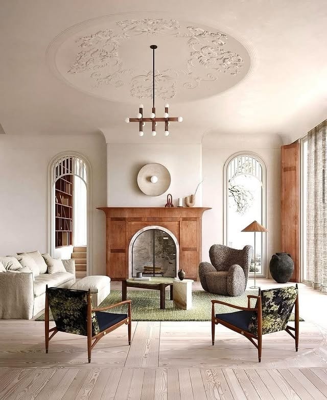 16. Organic Modern Living with Warm Wood and Soft Neutrals - elegant living room ideas