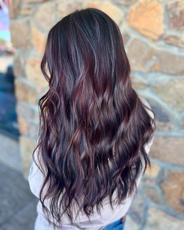3. Chocolate Burgundy Balayage With Seamless Melt - Burgundy Balayage Hair Color