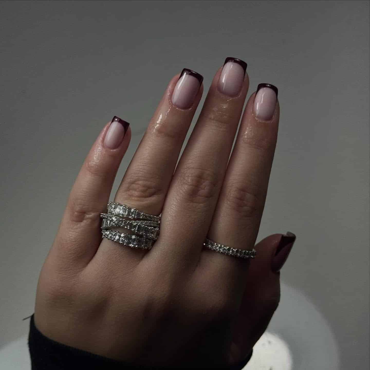 18. Mulberry Square French Nails - fall french nail ideas