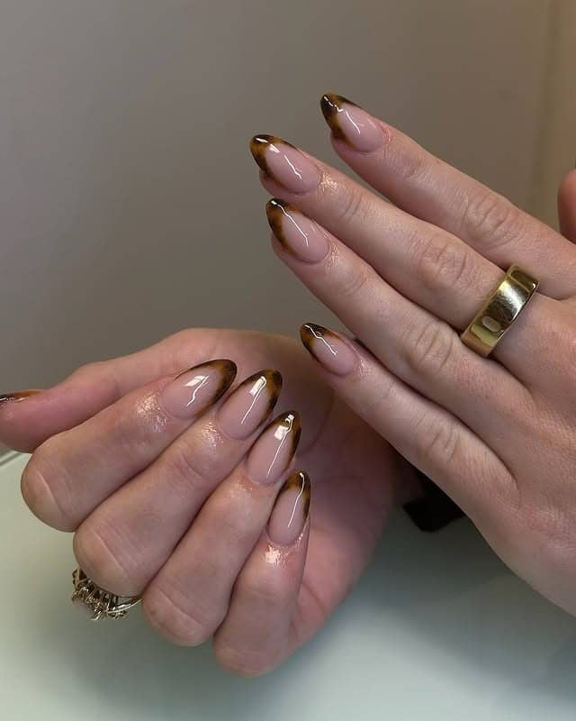19. Amber Fade French Almond Nails - fall french nail ideas