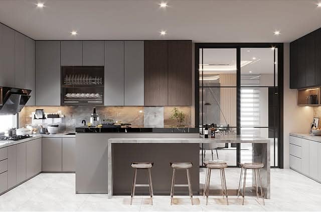 14. Contemporary Gray on Gray with Mixed Textures - light gray kitchen ideas