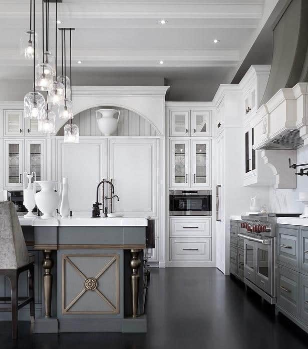 17. Classic Light Gray with Architectural Detailing - light gray kitchen ideas