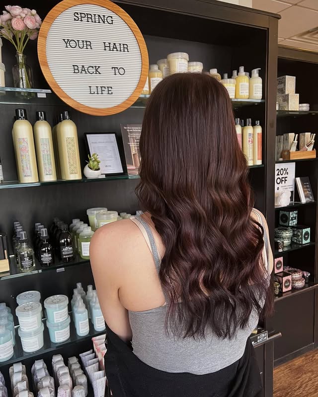 5. Mahogany Brown Waves with Gentle Depth - Mahogany Hair Color