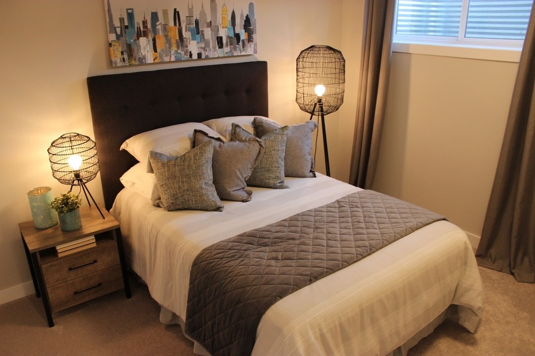 8. Structured Neutrals with Graphite Textures - basement bedroom ideas