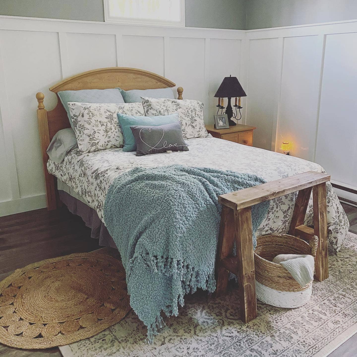 18. Cottage-Style Florals with Soft Blue Textiles - basement bedroom ideas