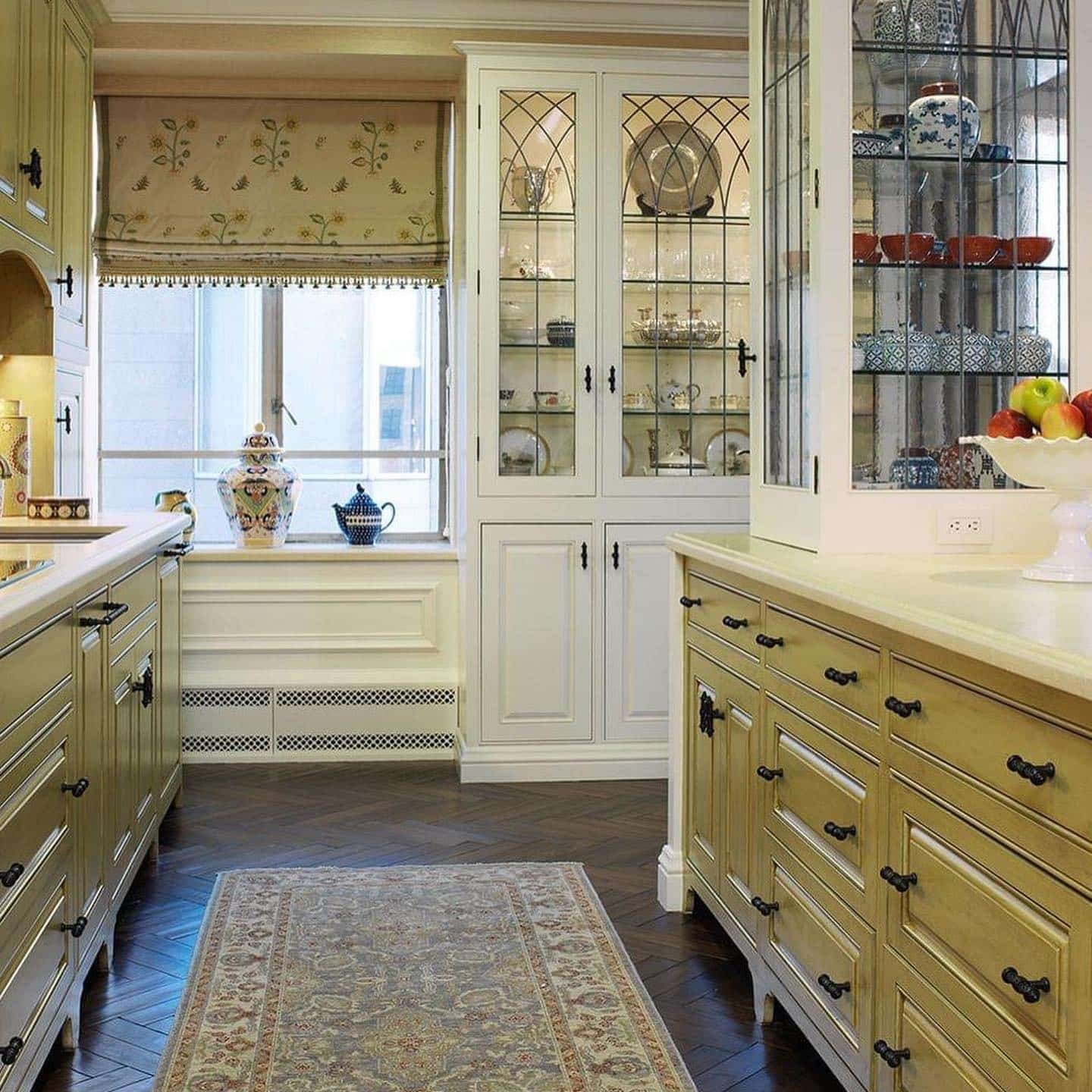 22. Soft Antique Yellow Kitchen With Traditional Elegance - yellow kitchen ideas