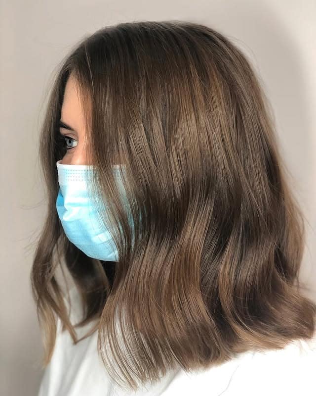 5. Chestnut Wavy Mid-Length Lob - Lob Hairstyles