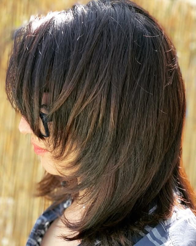 18. Textured Medium Layers in Dark Walnut Brown - Short Layered Haircuts