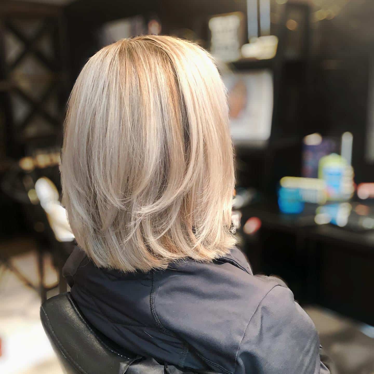 19. Platinum Layered Lob with Light Face Framing - Short Layered Haircuts