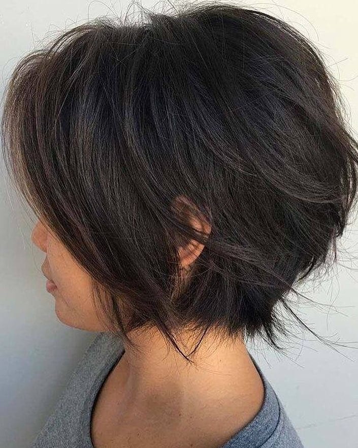 20. Tousled Short Layered Pixie Bob in Smoky Brown - Short Layered Haircuts