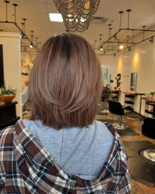 22. Soft Layered Bob in Rosy Chestnut Brown - Short Layered Haircuts