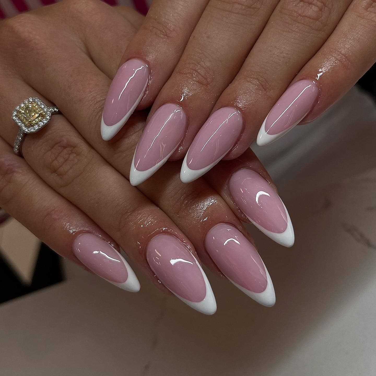 1. Blush Almond French Elegance - french tip fall nail ideas