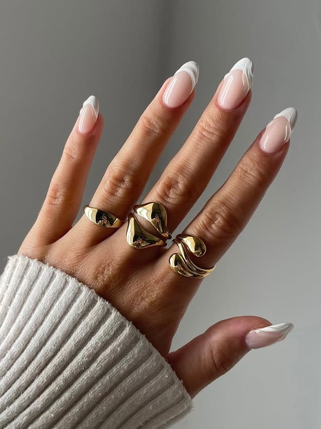 6. Swirled White French Contours - french tip fall nail ideas