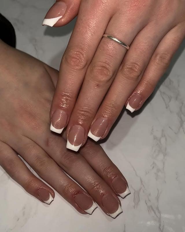 7. Short Chic Square French - french tip fall nail ideas