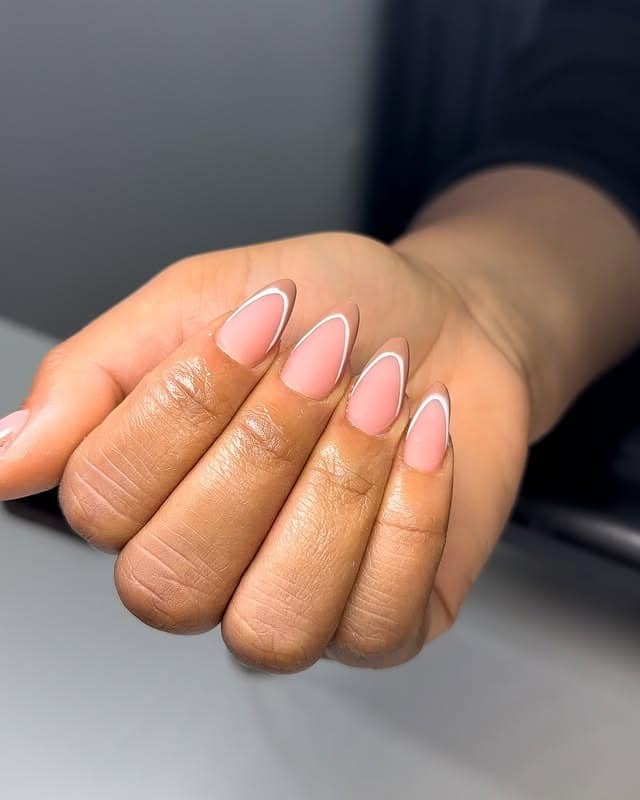 12. Outlined Almond French in Soft White - french tip fall nail ideas