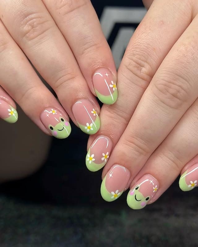 5. Lime French Frog Tips - frog nail ideas