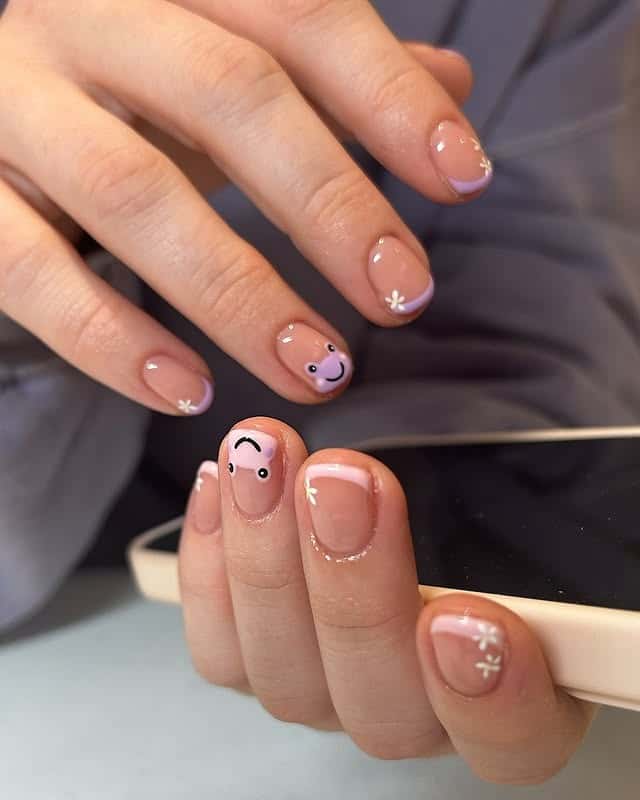 9. Lavender Frog Accent Tips - frog nail ideas