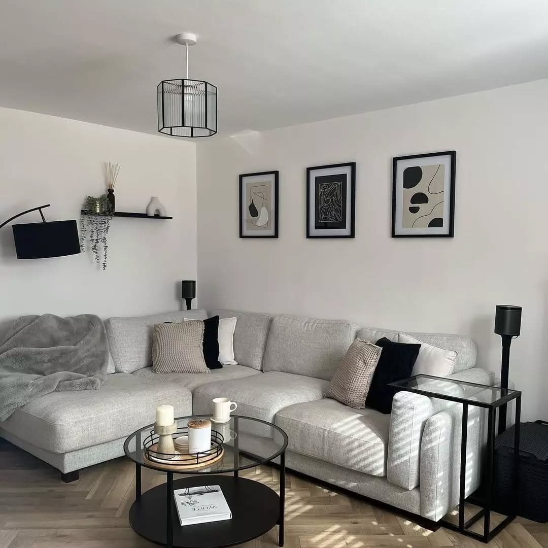 4. Minimalist Contrast with Clean Lines - home decor ideas for living room