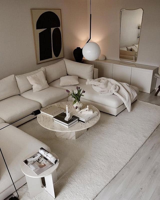 5. Contemporary Cream with Sculptural Decor - home decor ideas for living room