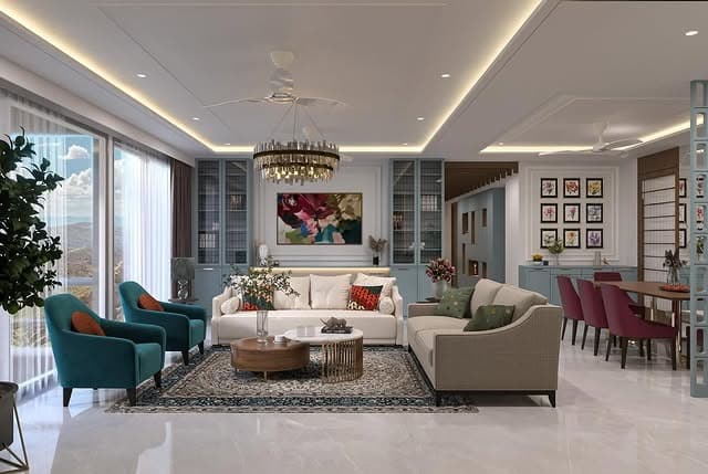 10. Vibrant Luxe Living with Jewel and Neutral Tones - home decor ideas for living room