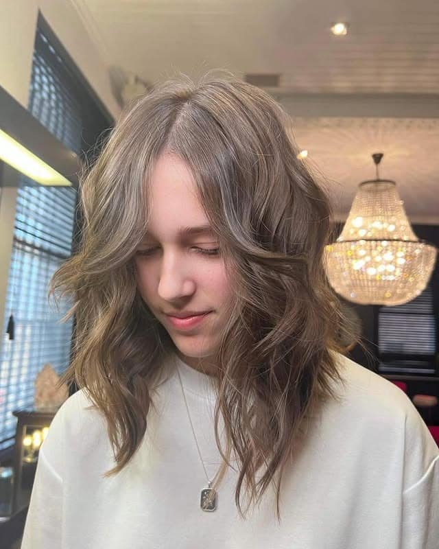 12. Ash Brown Wavy Shag with Face Framing Layers - Shaggy Haircut