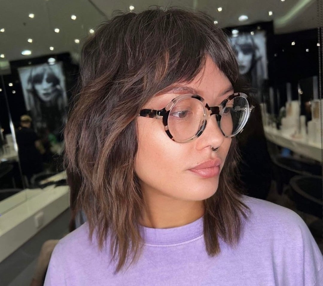 19. Smoky Brunette Short Shag with Piecey Texture - Shaggy Haircut