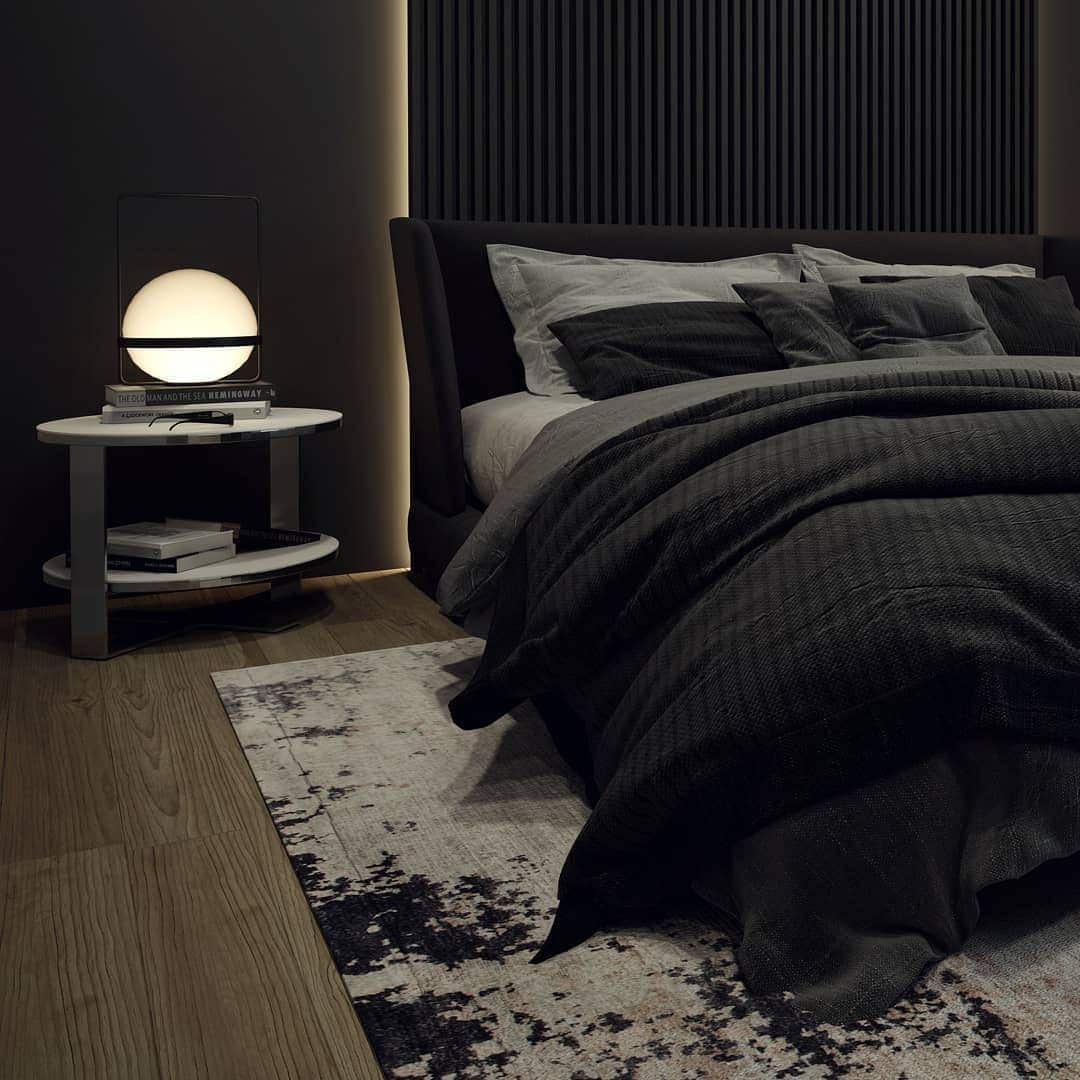 1. Modern Noir Sanctuary - grey, black and white bedroom ideas