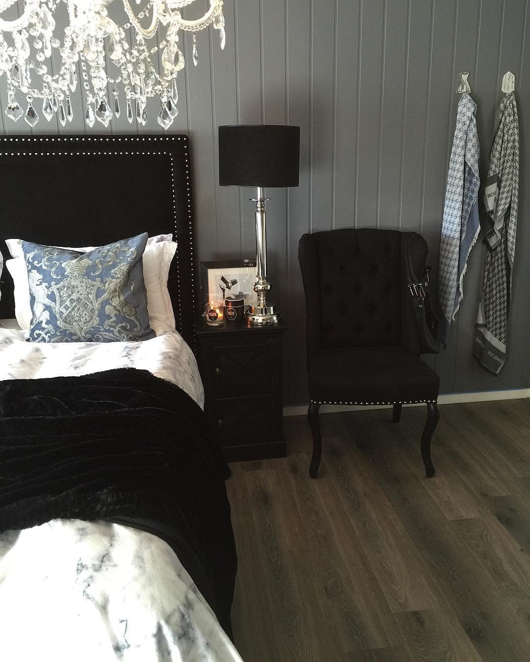 5. Elegant Grey Panel Bedroom - grey, black and white bedroom ideas