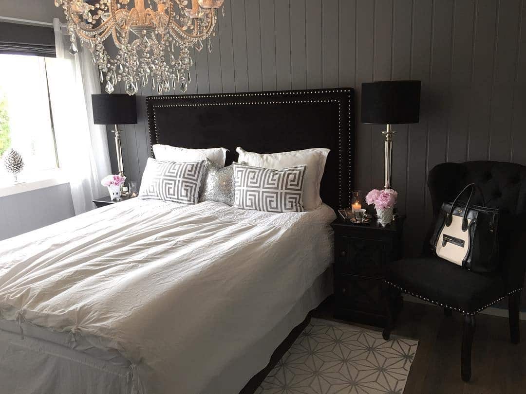 12. Classic Grey Panel Elegance - grey, black and white bedroom ideas