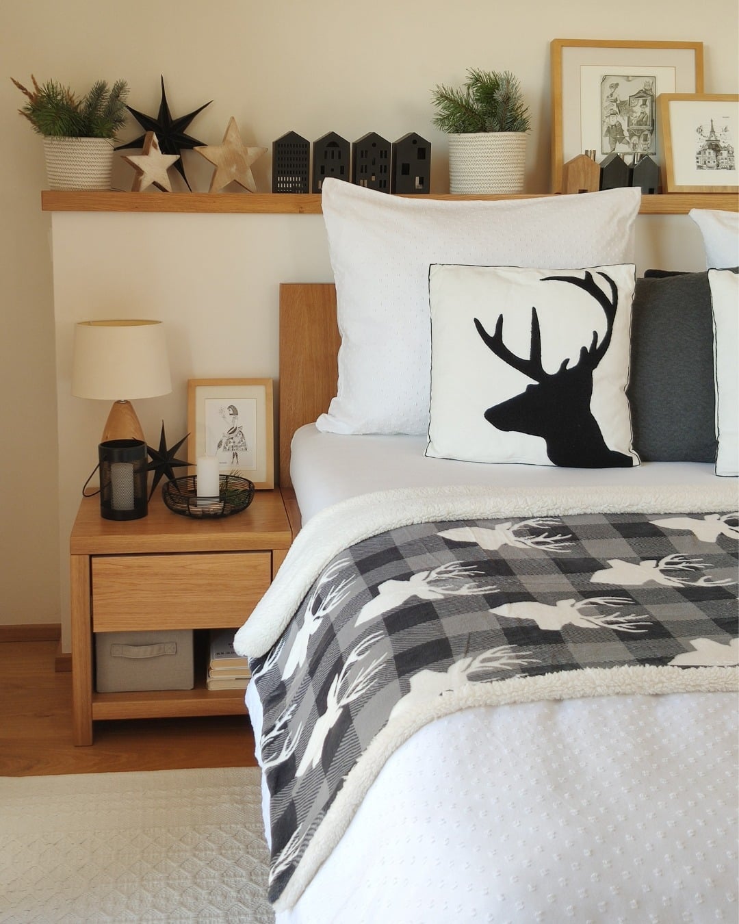 17. Scandinavian Grey & Natural Wood Retreat - grey, black and white bedroom ideas