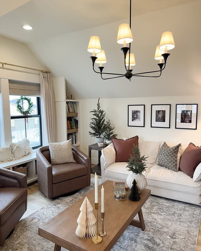 3. Warm Transitional Living Space with Classic Soft Lighting - lighting ideas for living room