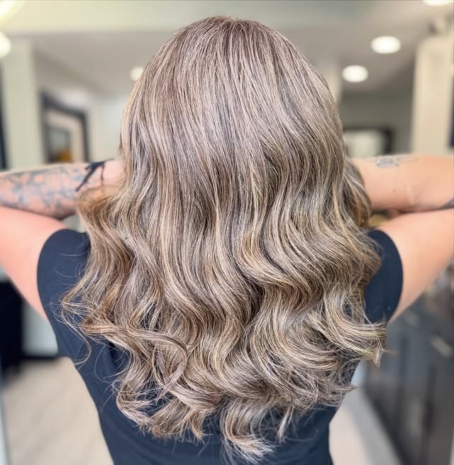 11. Soft Mushroom Brown Waves with Fine Highlights - Hair Color with Highlights