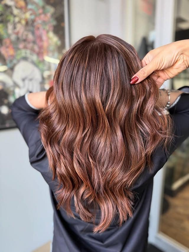 12. Chestnut Brown Waves with Subtle Caramel Lights - Hair Color with Highlights