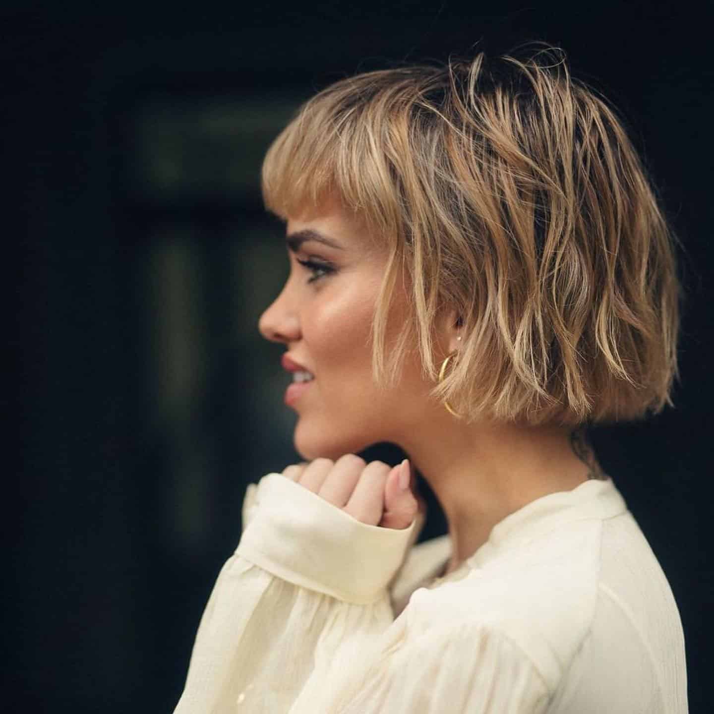 2. Textured Blonde Crop with Micro Fringe - Chic-Length Hairstyles
