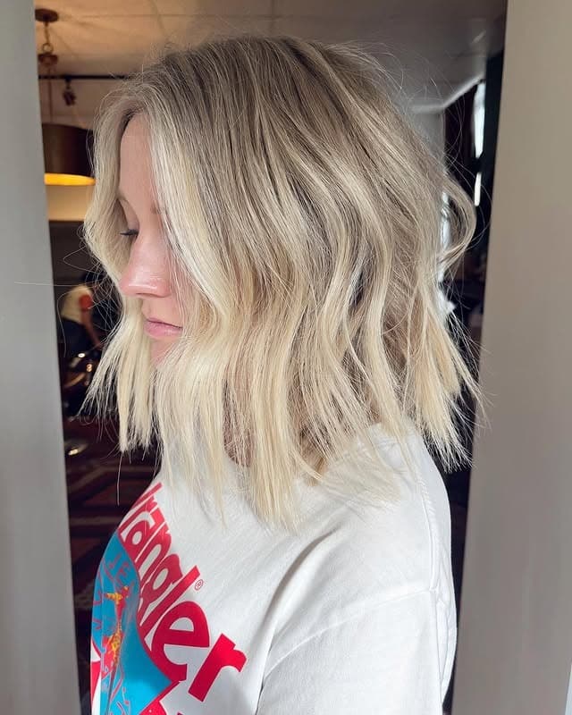 4. Soft Wavy Butter Blonde Lob - Chic-Length Hairstyles