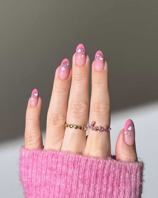 6. Pink Gradient Nails with Star Accents - girly nail ideas