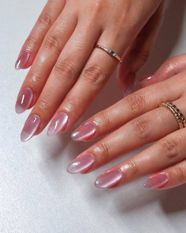 9. Pink Mist Clear-Tip Glass Nails - glass nail ideas