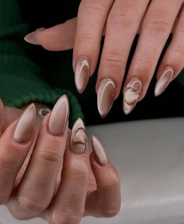 19. Cocoa Silk Sculpted Glass Nails - glass nail ideas
