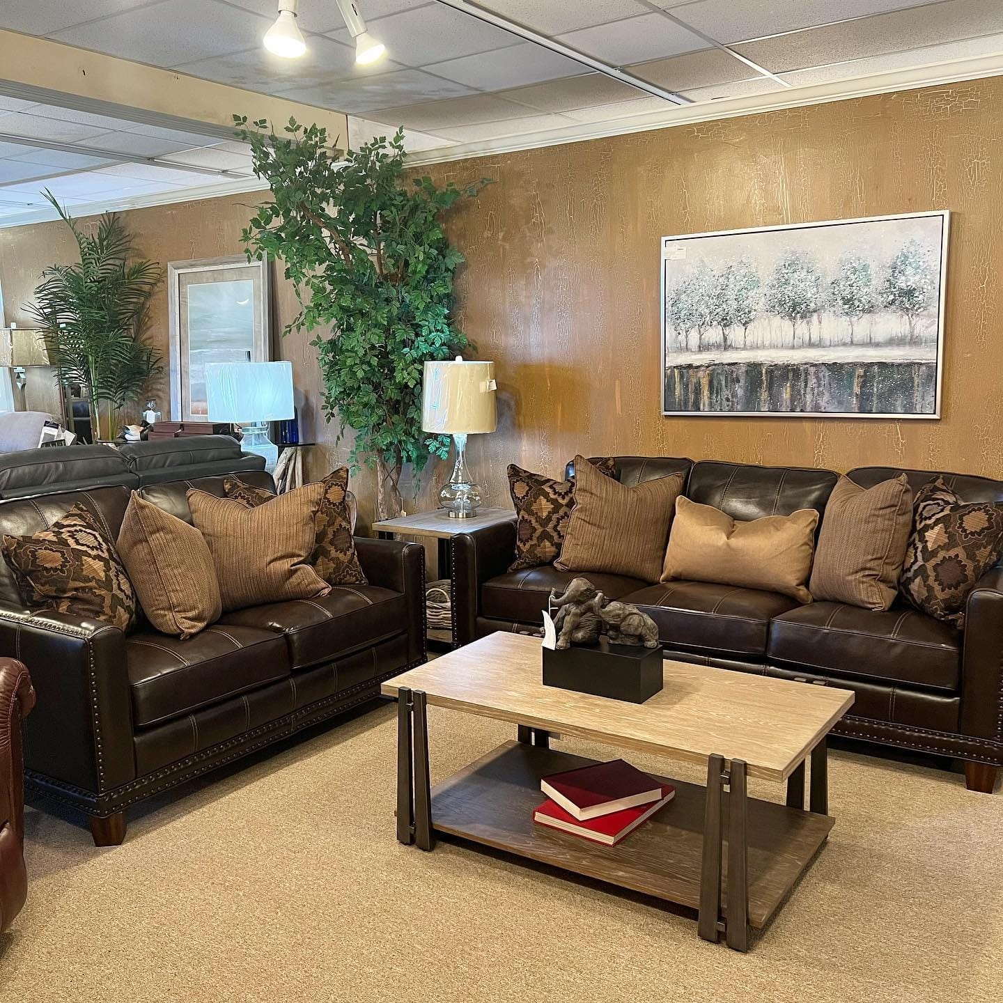 1. Classic Espresso Seating With Cozy Accents - dark brown living room ideas