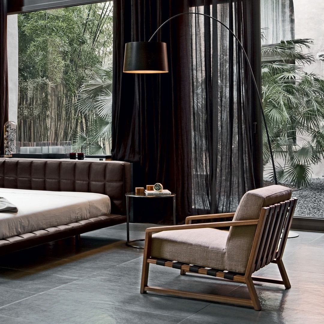 2. Modern Walnut Sanctuary With Textured Neutrals - dark brown living room ideas